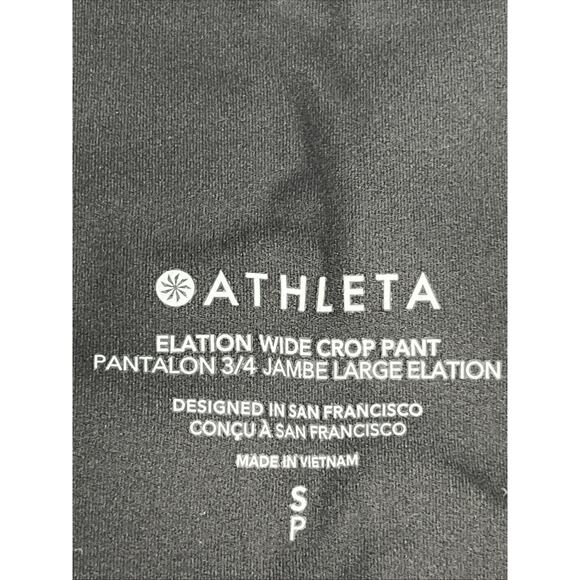 Athleta Elation Wide Crop Pant Womens Small Black Stretch Yoga Everyday Travel - Picture 6 of 7
